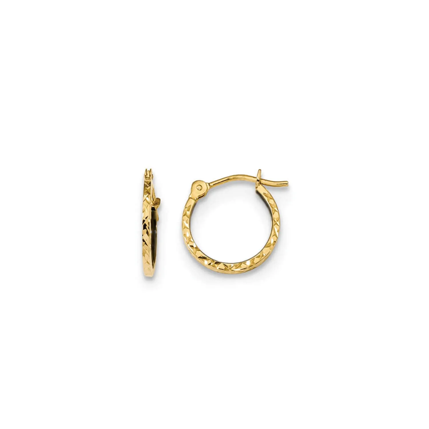 Petite Gold and Black Enamel Diamond Cut Huggie Hoop Earrings