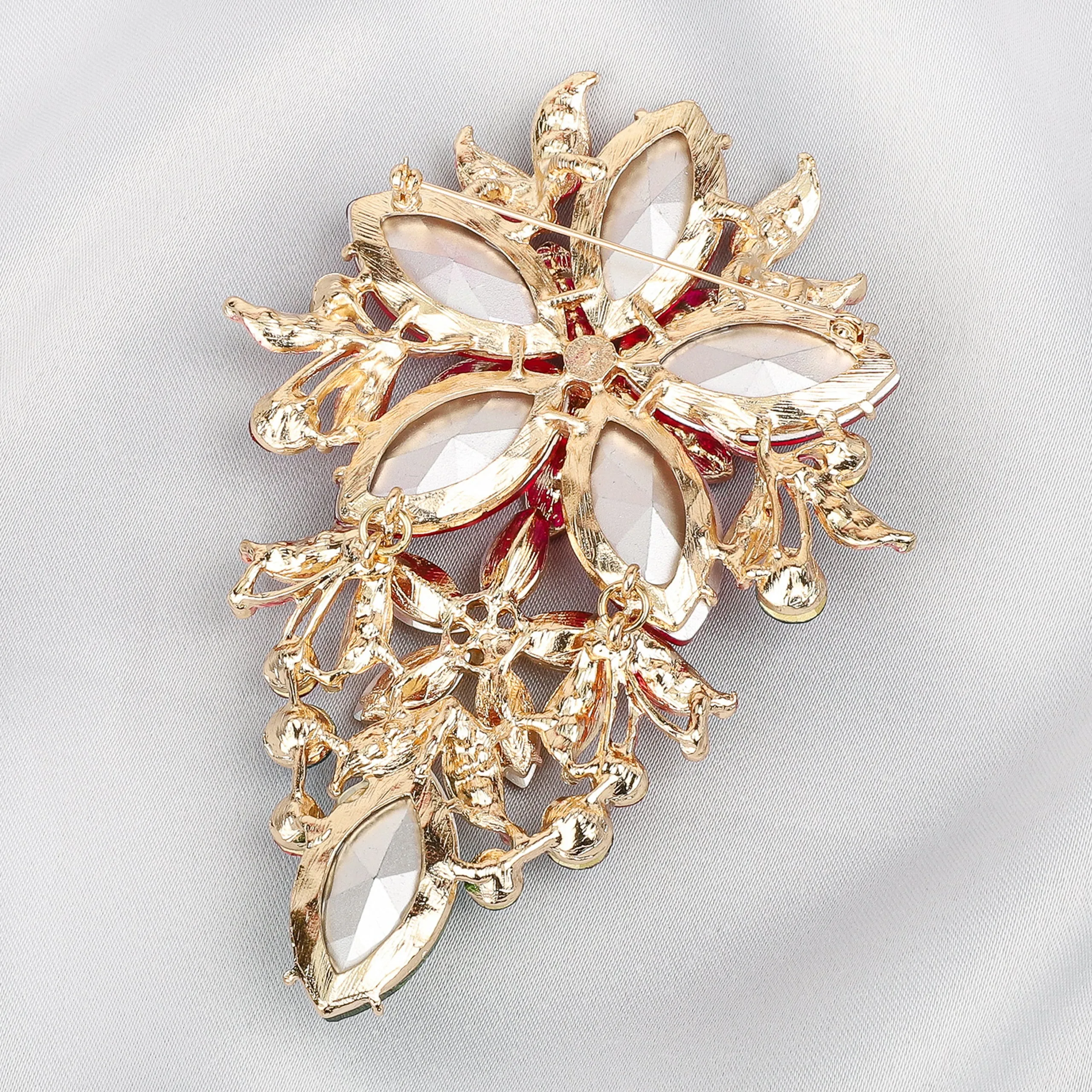 Piper Floral Statement Rhinestone Brooch - Multicolor