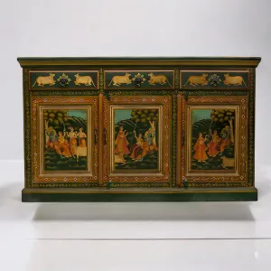 Rajasthani Painting Solid Wood Sideboard