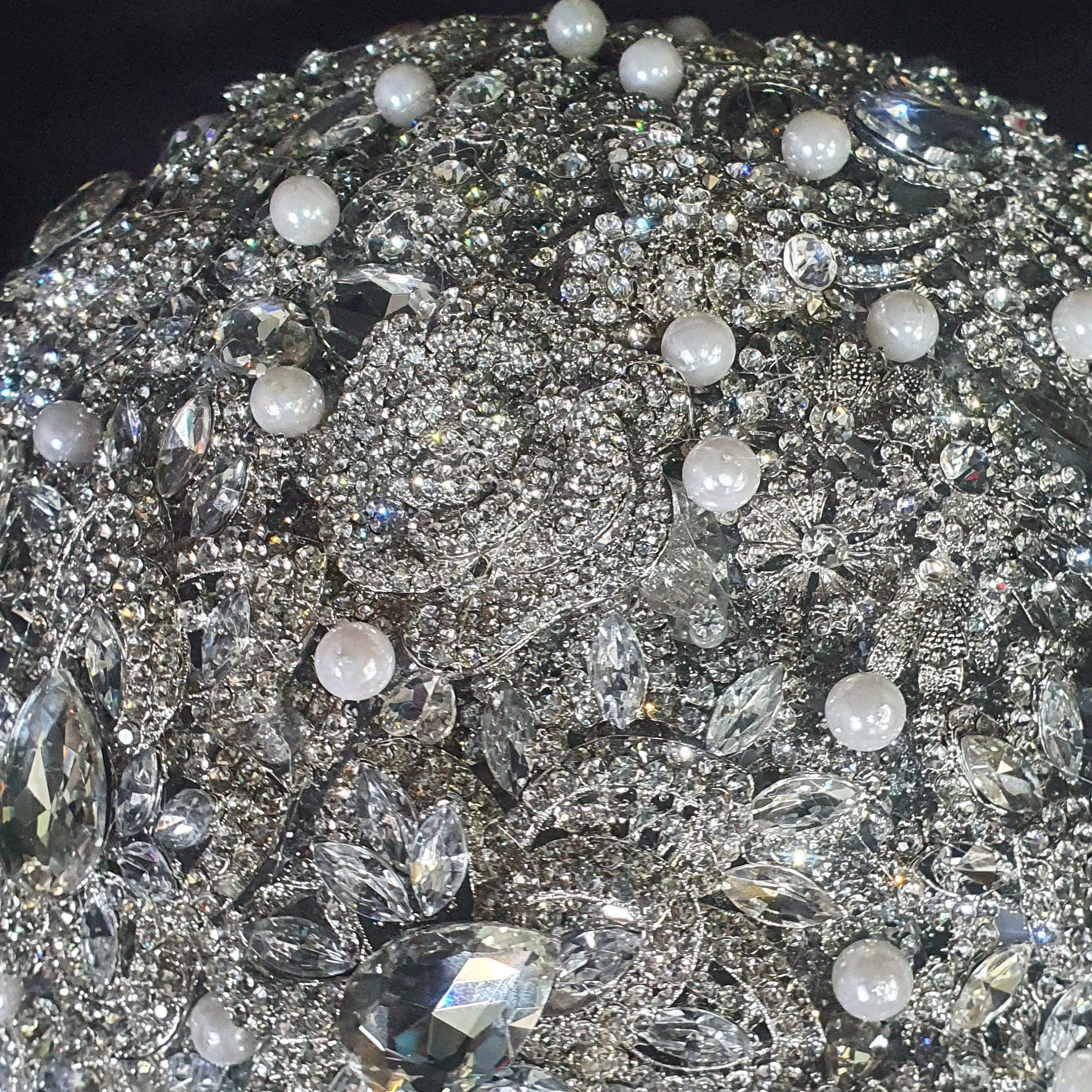 Silver wedding bouquet. Crystal bridal bouquet. Brooch bouquet. Full jeweled bouquet. Jewel bouquet by Crystal wedding uk