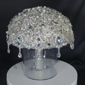 Silver wedding bouquet. Crystal bridal bouquet. Brooch bouquet. Full jeweled bouquet. Jewel bouquet by Crystal wedding uk