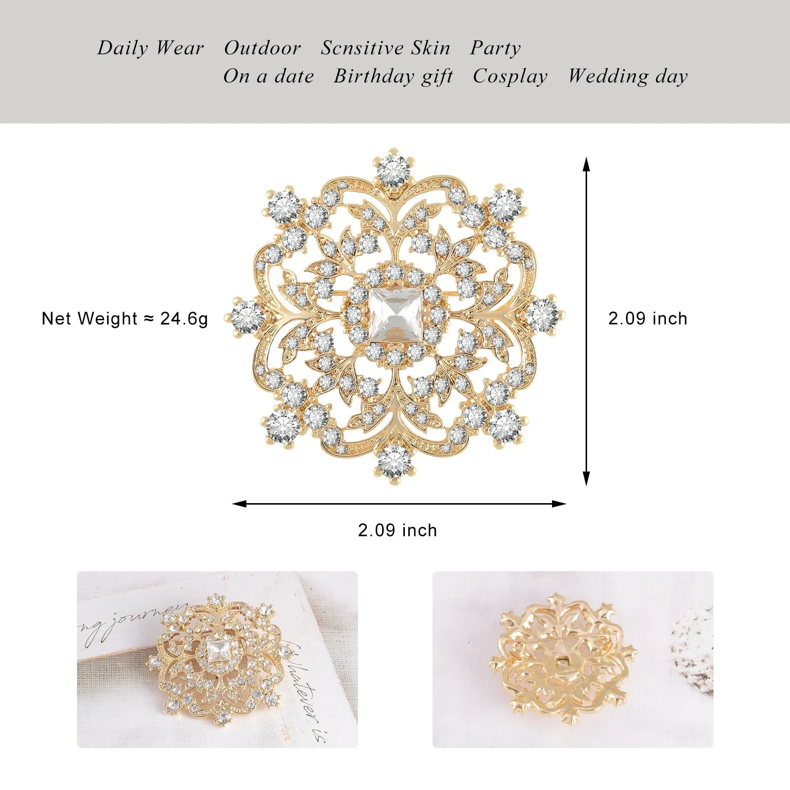 Snowflake Fashion Crystal Brooch