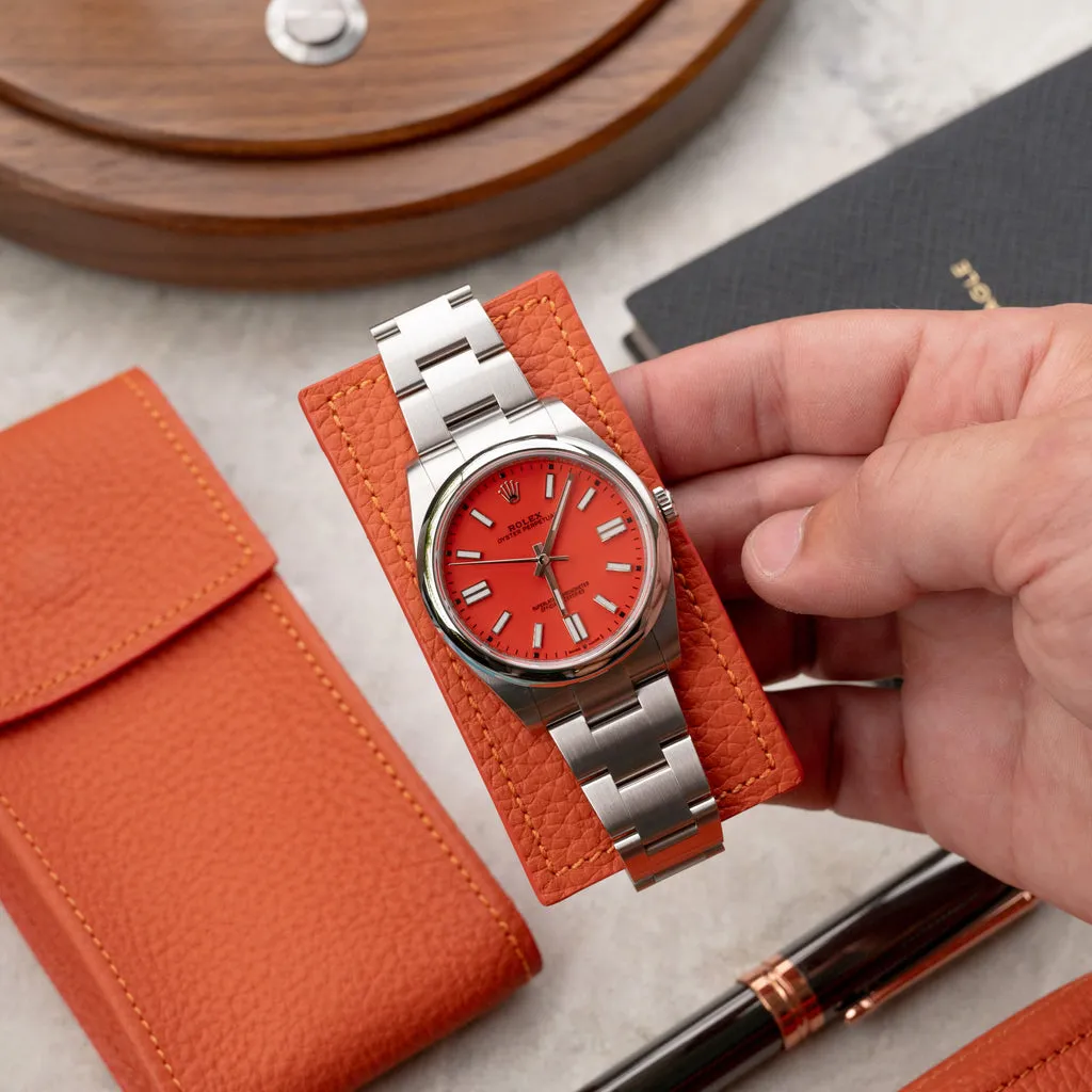 Tangerine Leather Watch Pouch