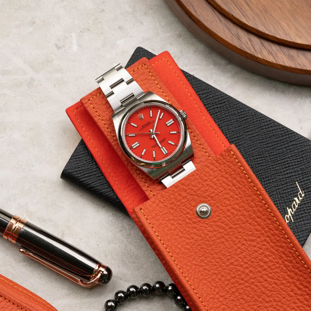 Tangerine Leather Watch Pouch