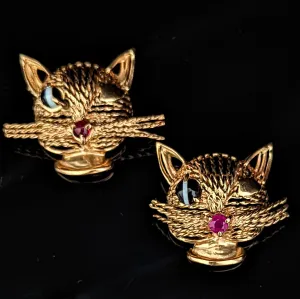 The Tempe - Estate Agate 14k Gold Pair Of Brooches by Weinman Brothers