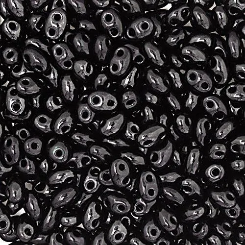 Twin 2Hole Bead 2.5x5mm apx22g Opaque Black