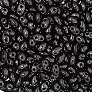 Twin 2Hole Bead 2.5x5mm apx22g Opaque Black