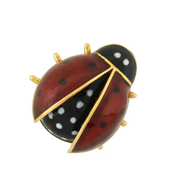 Vintage 14kt Enamel Ladybug Pin