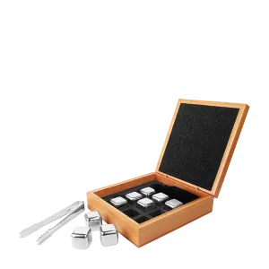 Whiskey Stone Set in Bamboo Case