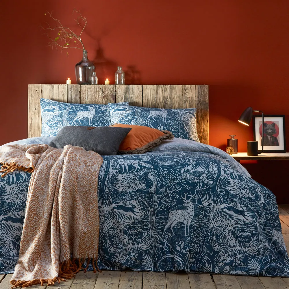 Winter Woods Animal Duvet Cover Set Midnight