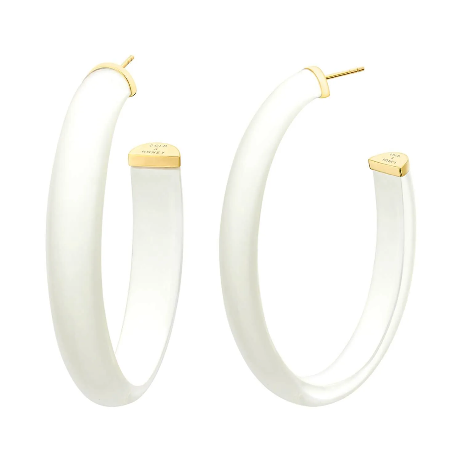 XL Oval Illusion Neutral Lucite Hoop Earrings