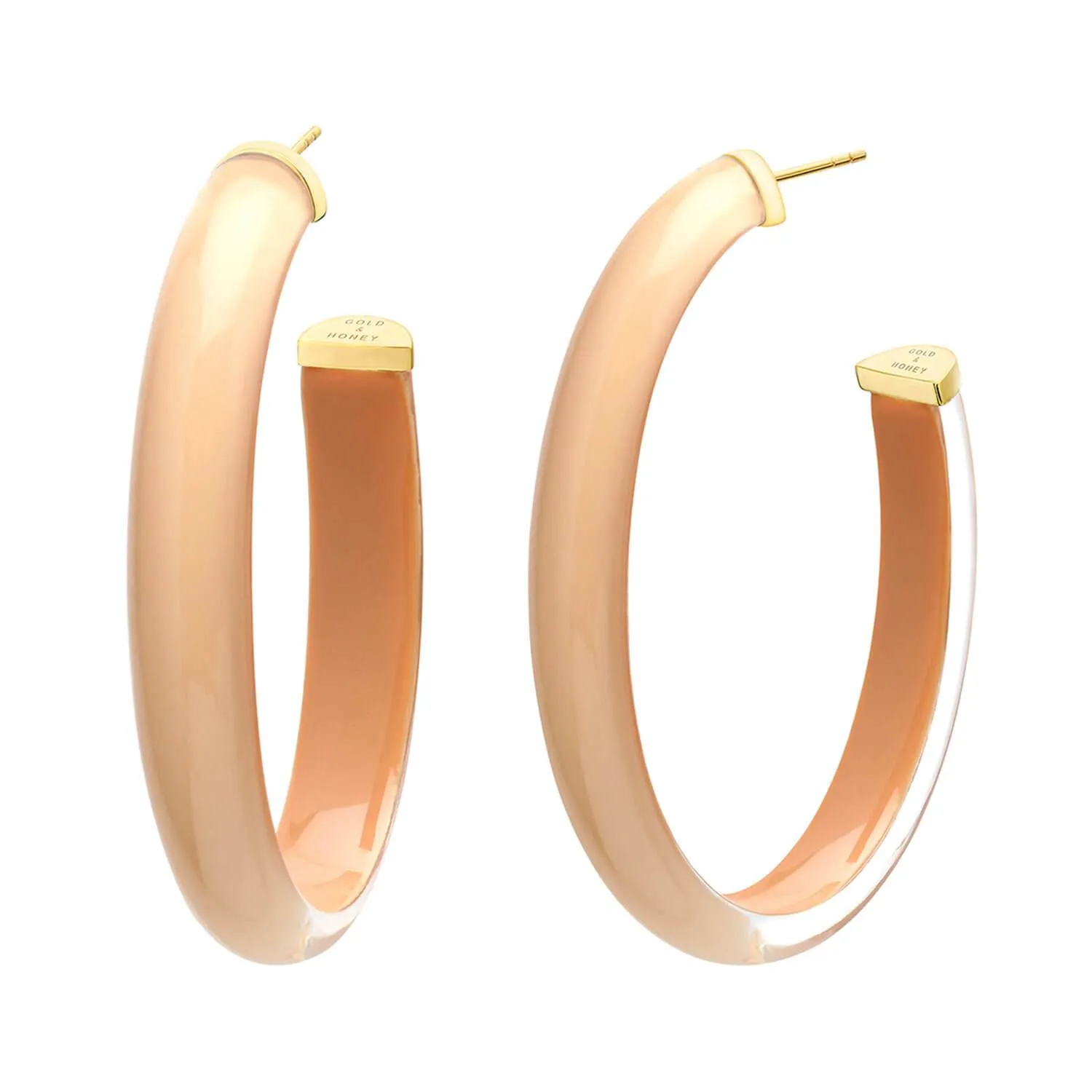 XL Oval Illusion Neutral Lucite Hoop Earrings