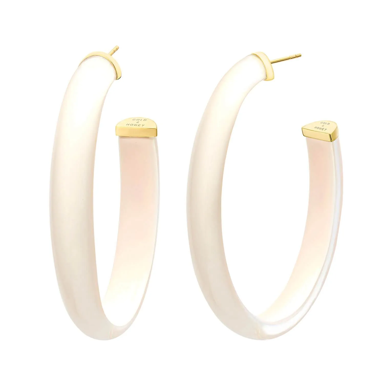 XL Oval Illusion Neutral Lucite Hoop Earrings